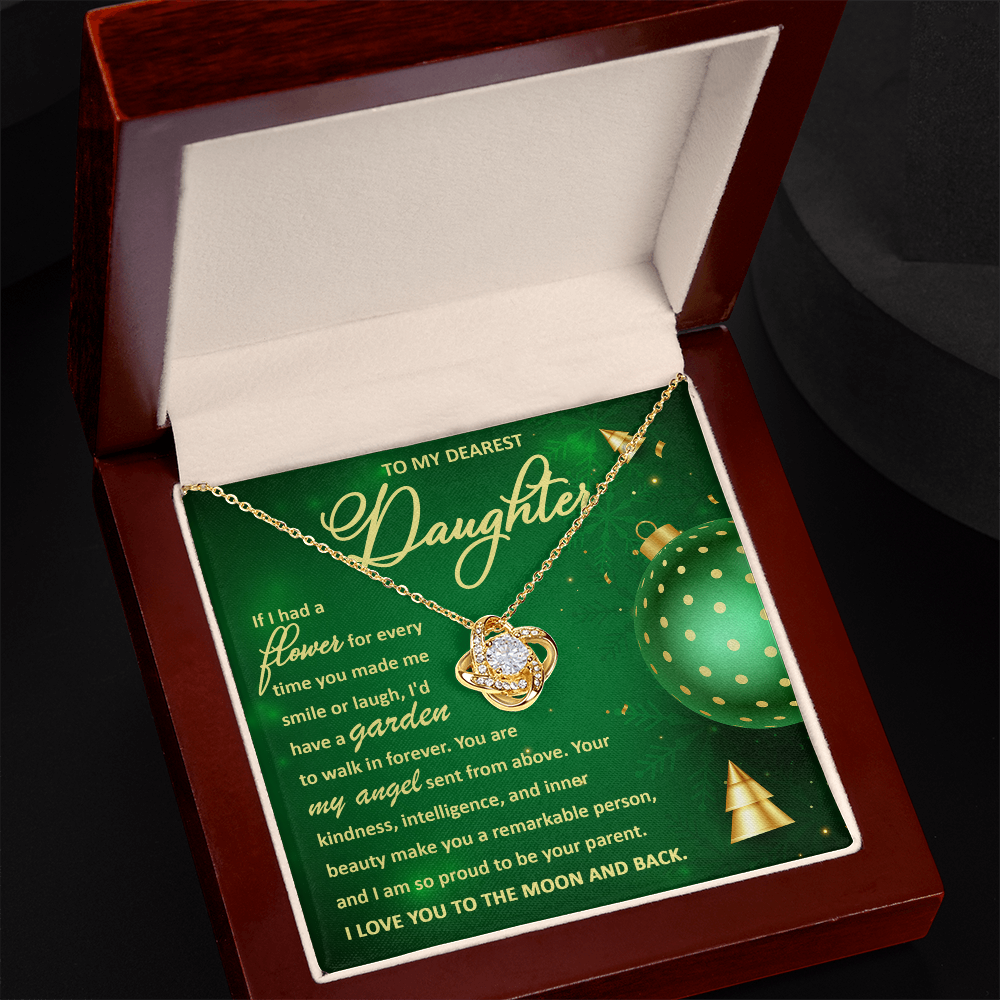 To My Dearest Daughter – My Angel, I Love You to the Moon and Back Christmas Necklace Gift