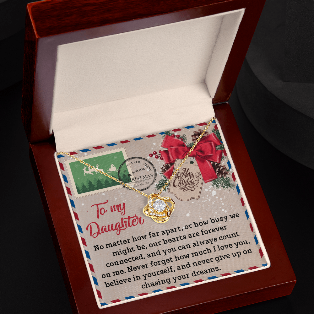 To My Daughter Christmas Necklace – Forever Connected Long Distance Gift from Mom or Dad