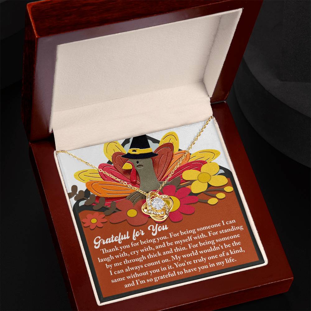 Grateful for You Love Knot Necklace –Thanksgiving Jewelry Gift for Her