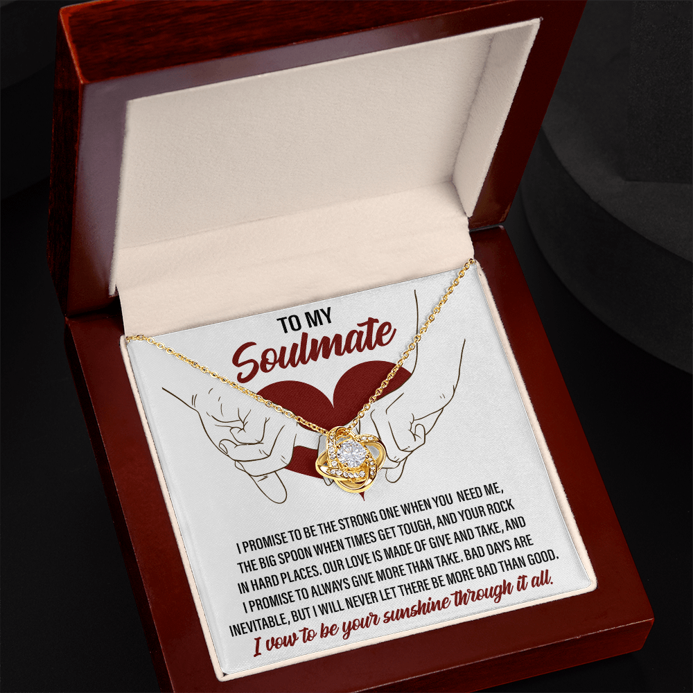 Soulmate Promise Love Knot Necklace with Heartfelt Message Card