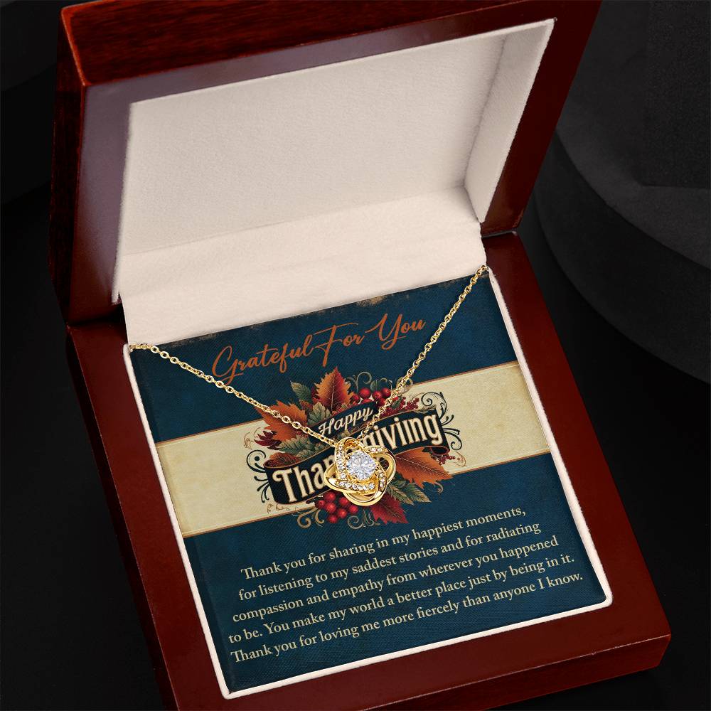 Grateful You Share Every Moment Gold Love Knot Necklace – Heartfelt Thanksgiving Gift for Her