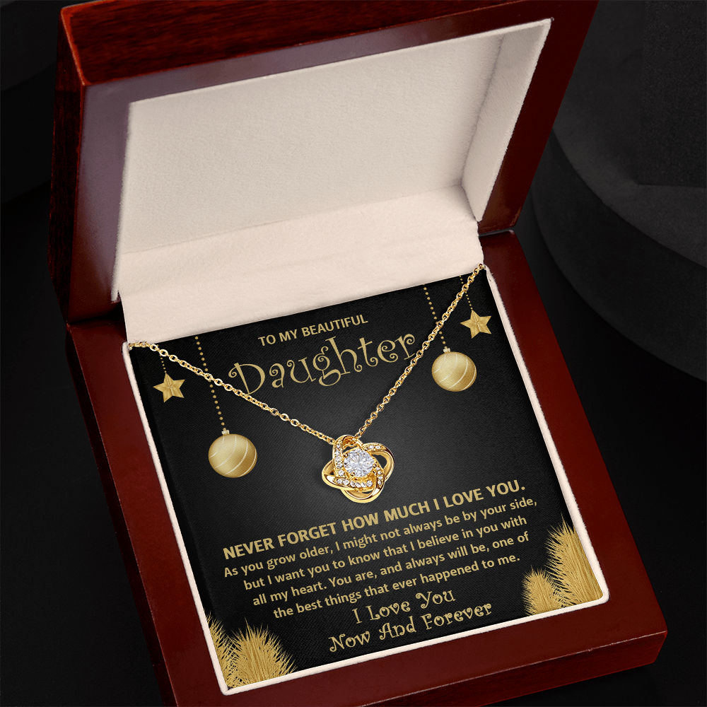 To My Beautiful Daughter Necklace – Never Forget How Much I Love You – Meaningful Gift from Mom or Dad