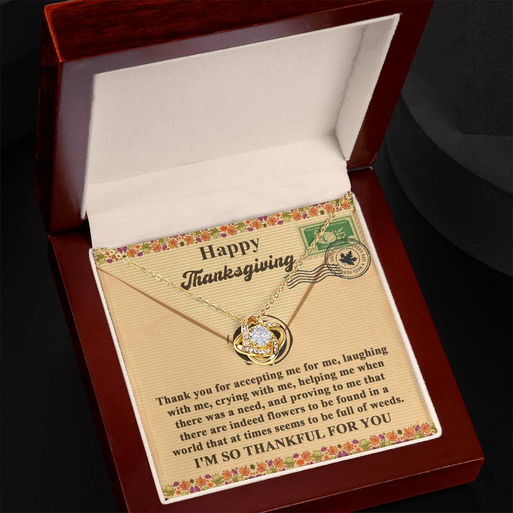 Thankful You Are One of Life’s Flowers Love Knot Necklace – Thanksgiving Gift for a Treasured Friend