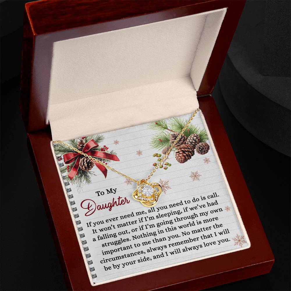 To My Daughter – I Will Always Be By Your Side, Unconditional Love Christmas Necklace Gift