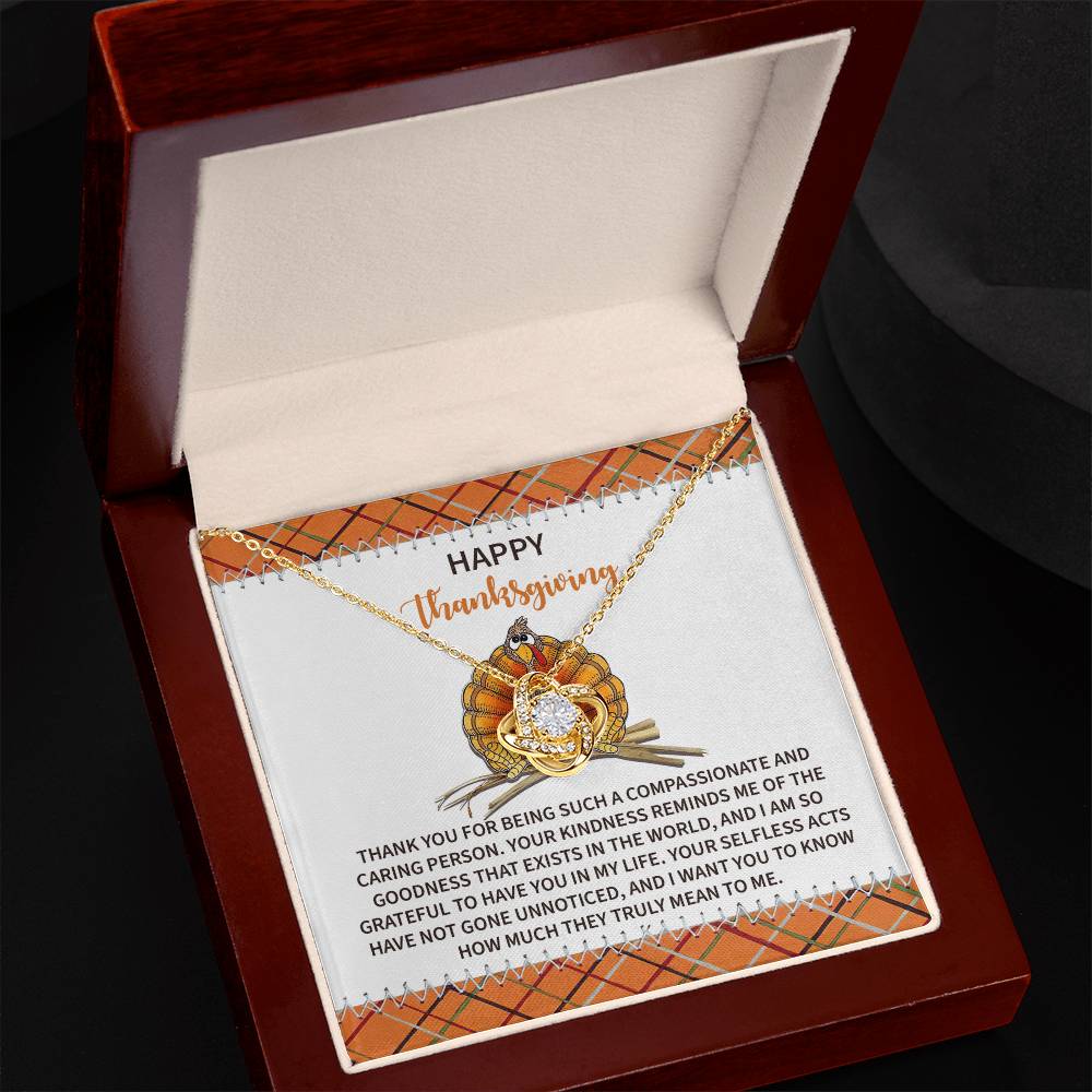 Thankful for Your Kind Heart Gold Love Knot Necklace – Meaningful Thanksgiving Gift for Her