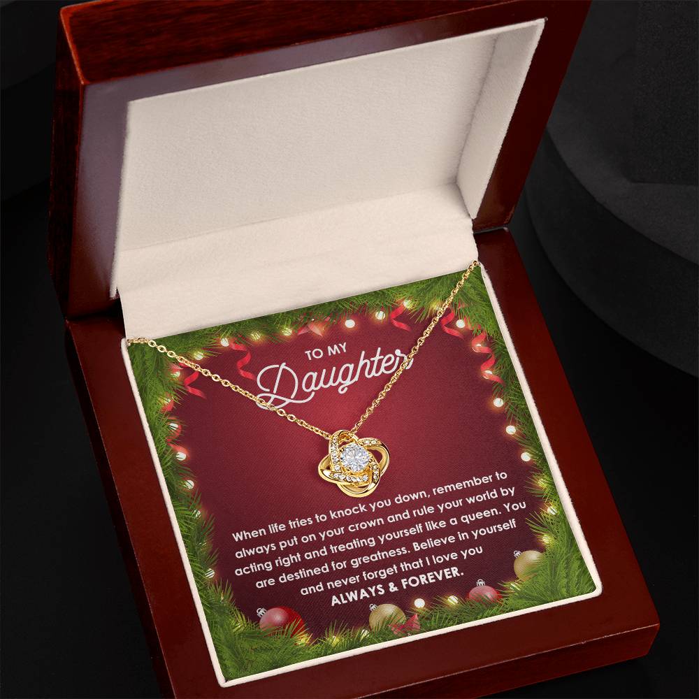 To My Daughter – Rule Your World Like a Queen, Always & Forever Inspirational Christmas Gift Necklace