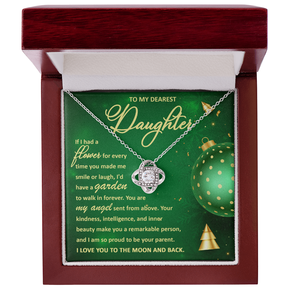 To My Dearest Daughter – My Angel, I Love You to the Moon and Back Christmas Necklace Gift