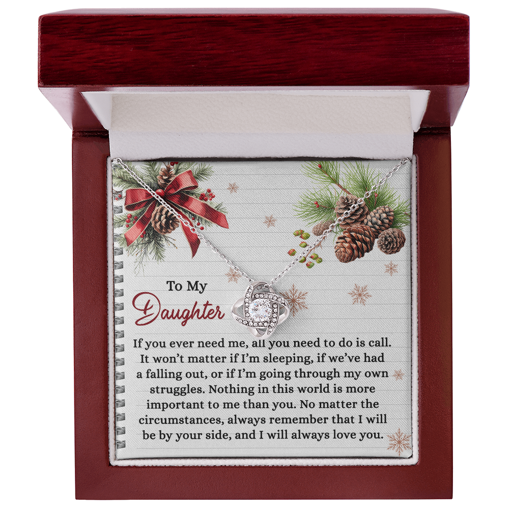 To My Daughter – I Will Always Be By Your Side, Unconditional Love Christmas Necklace Gift
