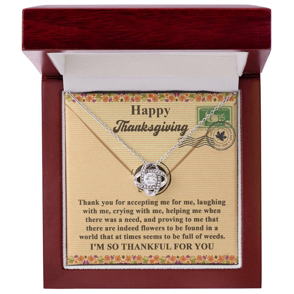 Thankful You Are One of Life’s Flowers Love Knot Necklace – Thanksgiving Gift for a Treasured Friend