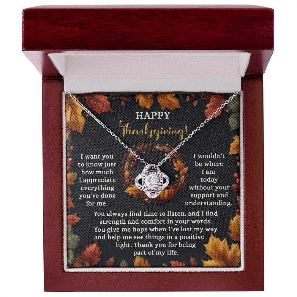 Thank You for Helping Me Find My Way Love Knot Necklace – Thanksgiving Jewelry Gift for Her