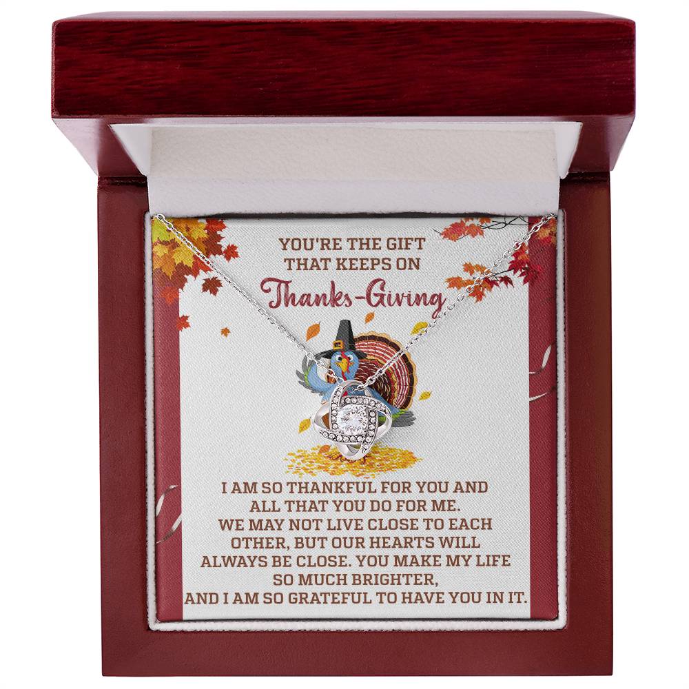 Our Hearts Will Always Be Close Love Knot Necklace – Long-Distance Jewelry Thanksgiving Gift
