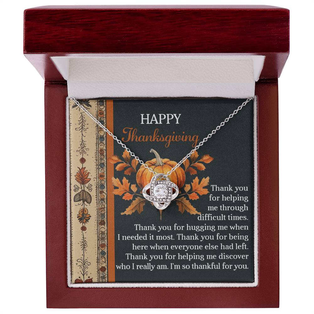 Thanks for Giving Me Your Love – Big Hug Thanksgiving Gift for Her - Love Knot Necklace