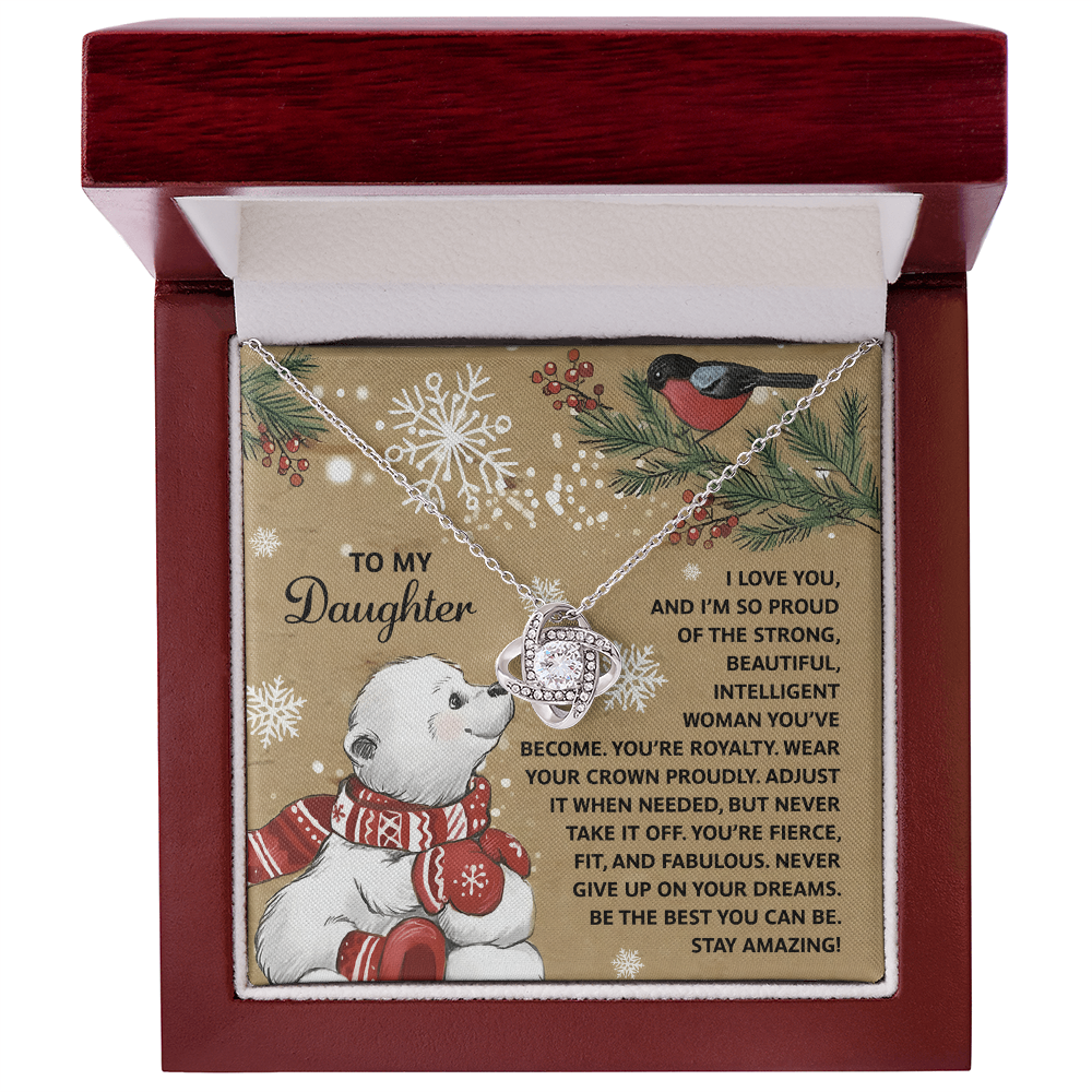 To My Daughter Christmas Necklace – Wear Your Crown Proudly – Inspirational Gift from Mom or Dad