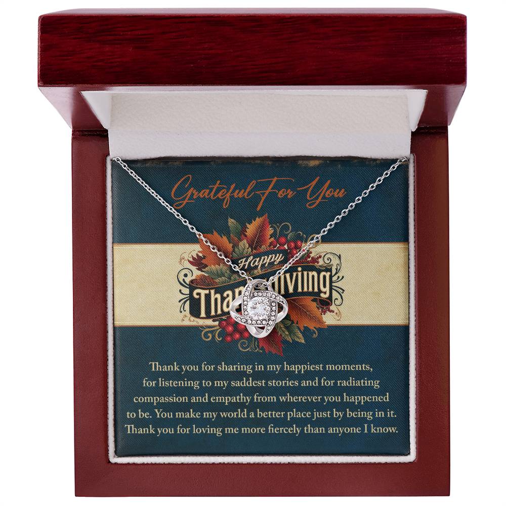 Grateful You Share Every Moment Gold Love Knot Necklace – Heartfelt Thanksgiving Gift for Her