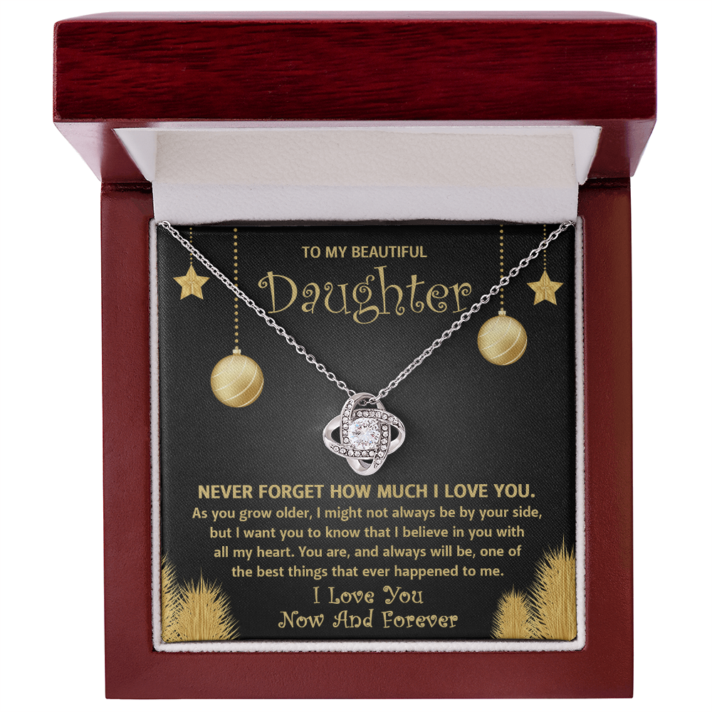 To My Beautiful Daughter Necklace – Never Forget How Much I Love You – Meaningful Gift from Mom or Dad