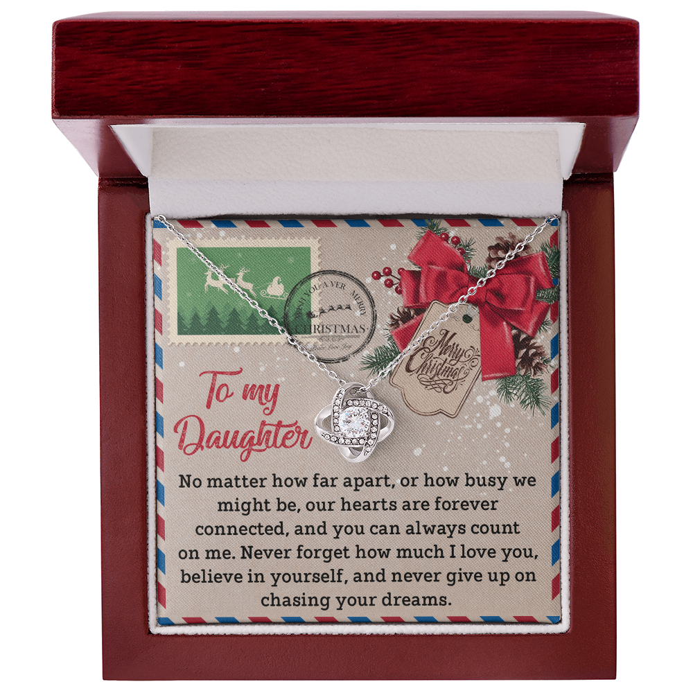 To My Daughter Christmas Necklace – Forever Connected Long Distance Gift from Mom or Dad