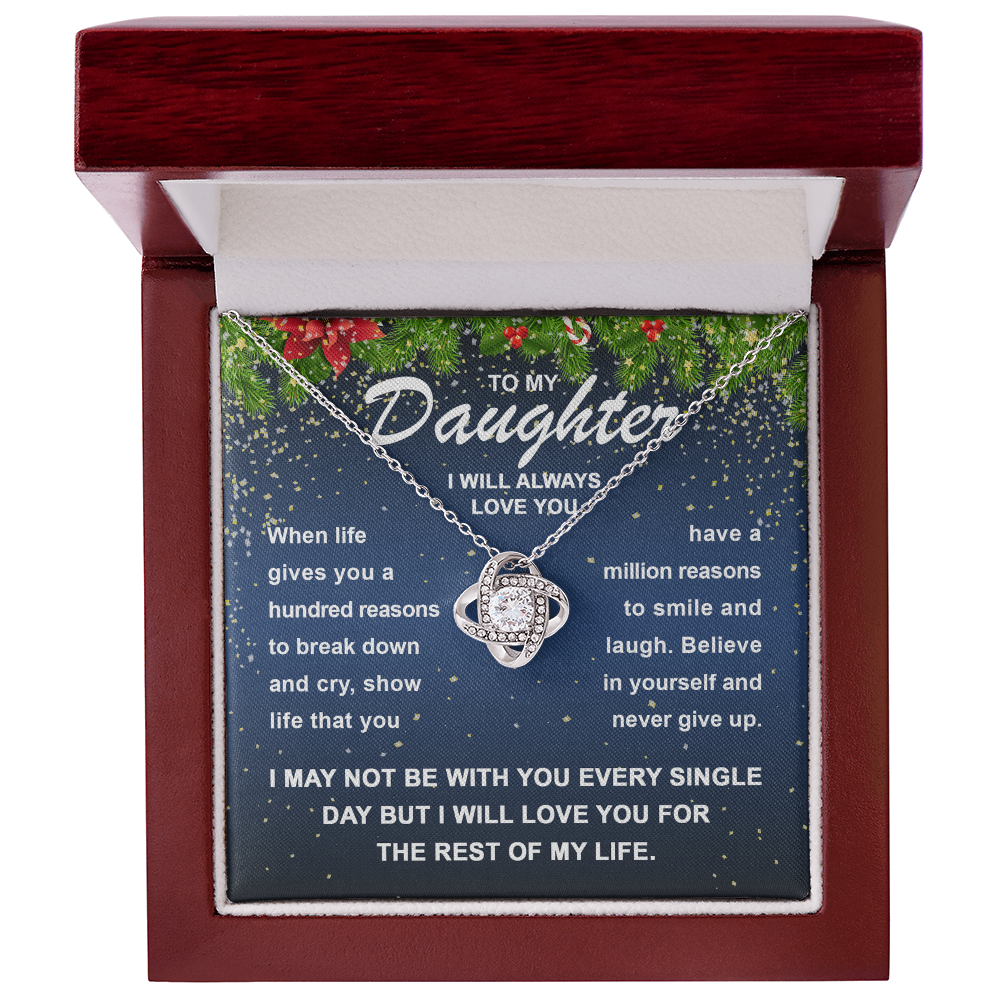To My Daughter – I Will Always Love You, Smile & Laugh Through Life, Inspirational Christmas Necklace Gift