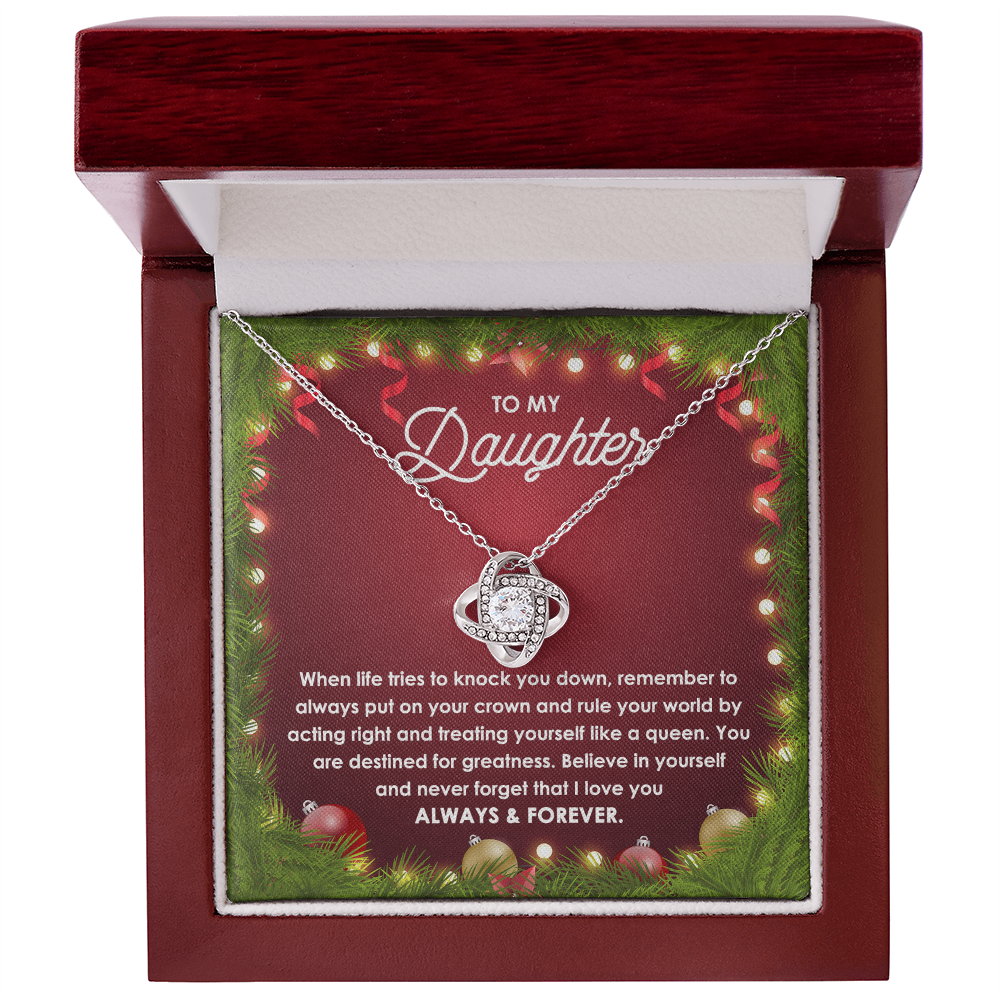 To My Daughter – Rule Your World Like a Queen, Always & Forever Inspirational Christmas Gift Necklace