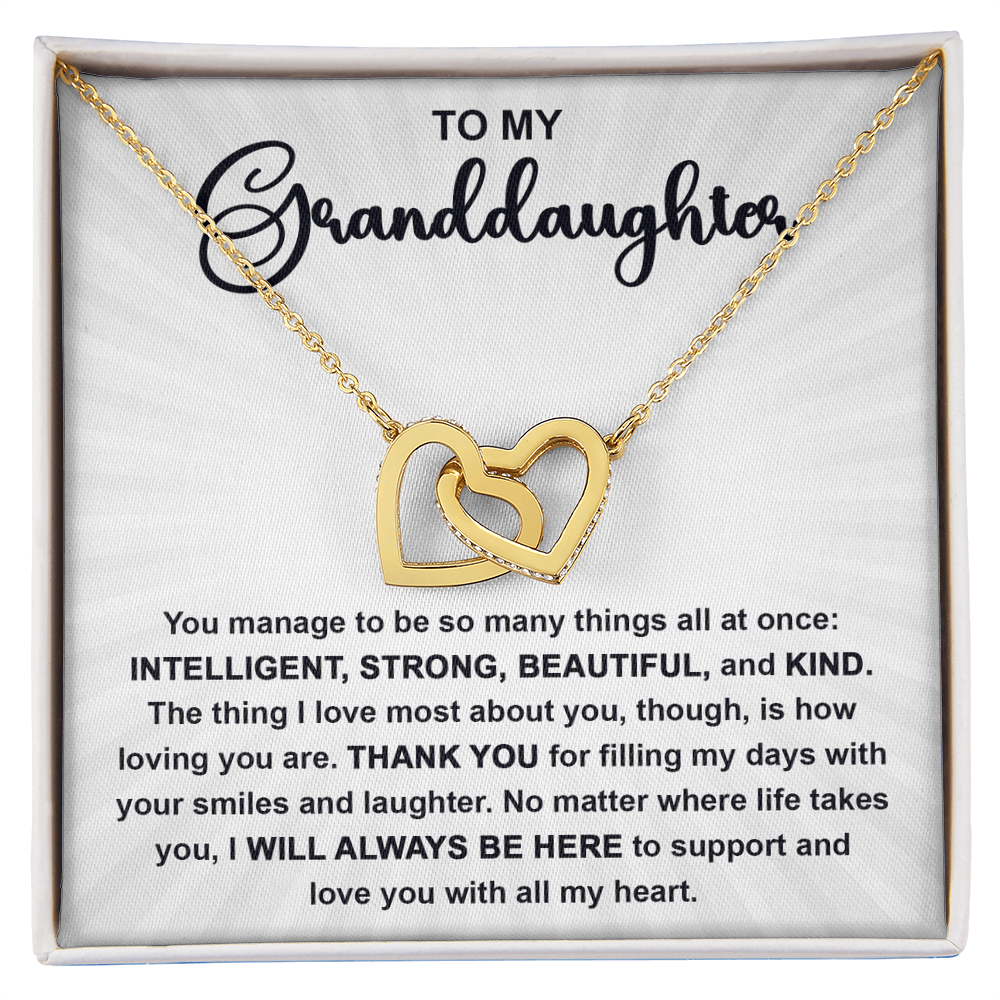 Granddaughter Interlocking Hearts Necklace – Sentimental Gift from Grandma or Grandpa • Inspirational Message Card • Birthday, Christmas & Everyday Keepsake