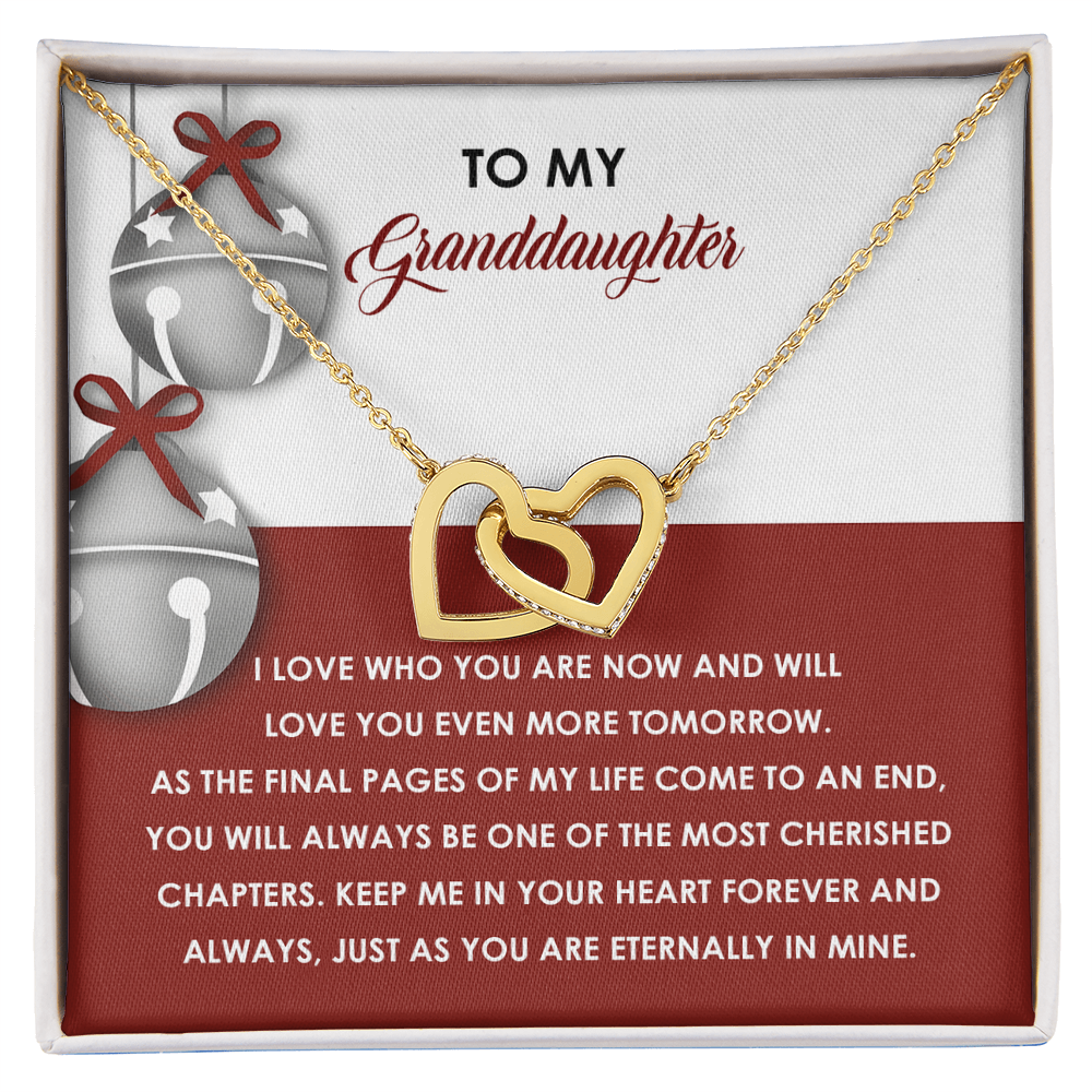Granddaughter Christmas Interlocking Hearts Necklace – Emotional Holiday Gift from Grandma or Grandpa • Sentimental Message Card • Keepsake Jewelry