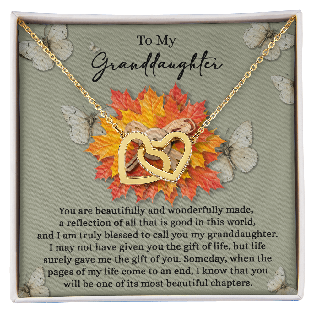 Granddaughter - Gift of You Interlocking Hearts Necklace with Heartfelt Message Card