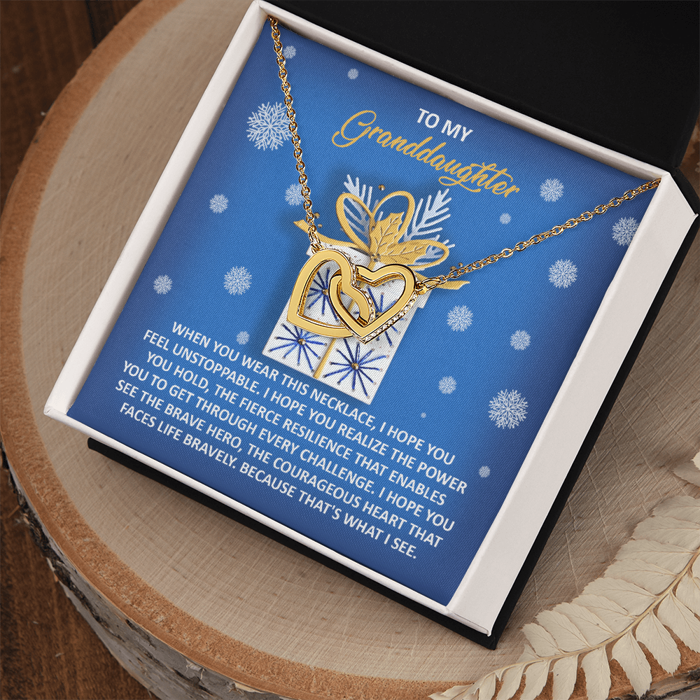 To My Granddaughter – “Unstoppable Heart” Interlocking Hearts Necklace Christmas Holiday Gift