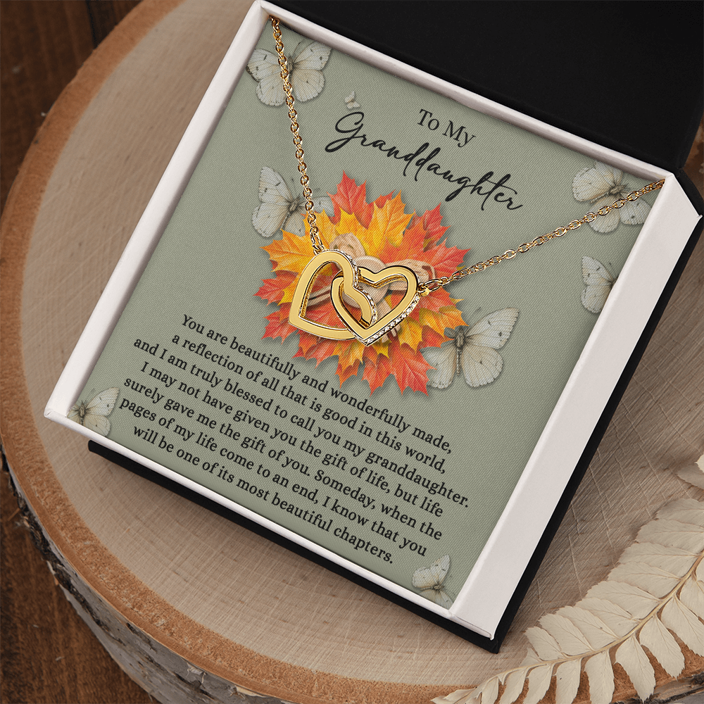 Granddaughter - Gift of You Interlocking Hearts Necklace with Heartfelt Message Card