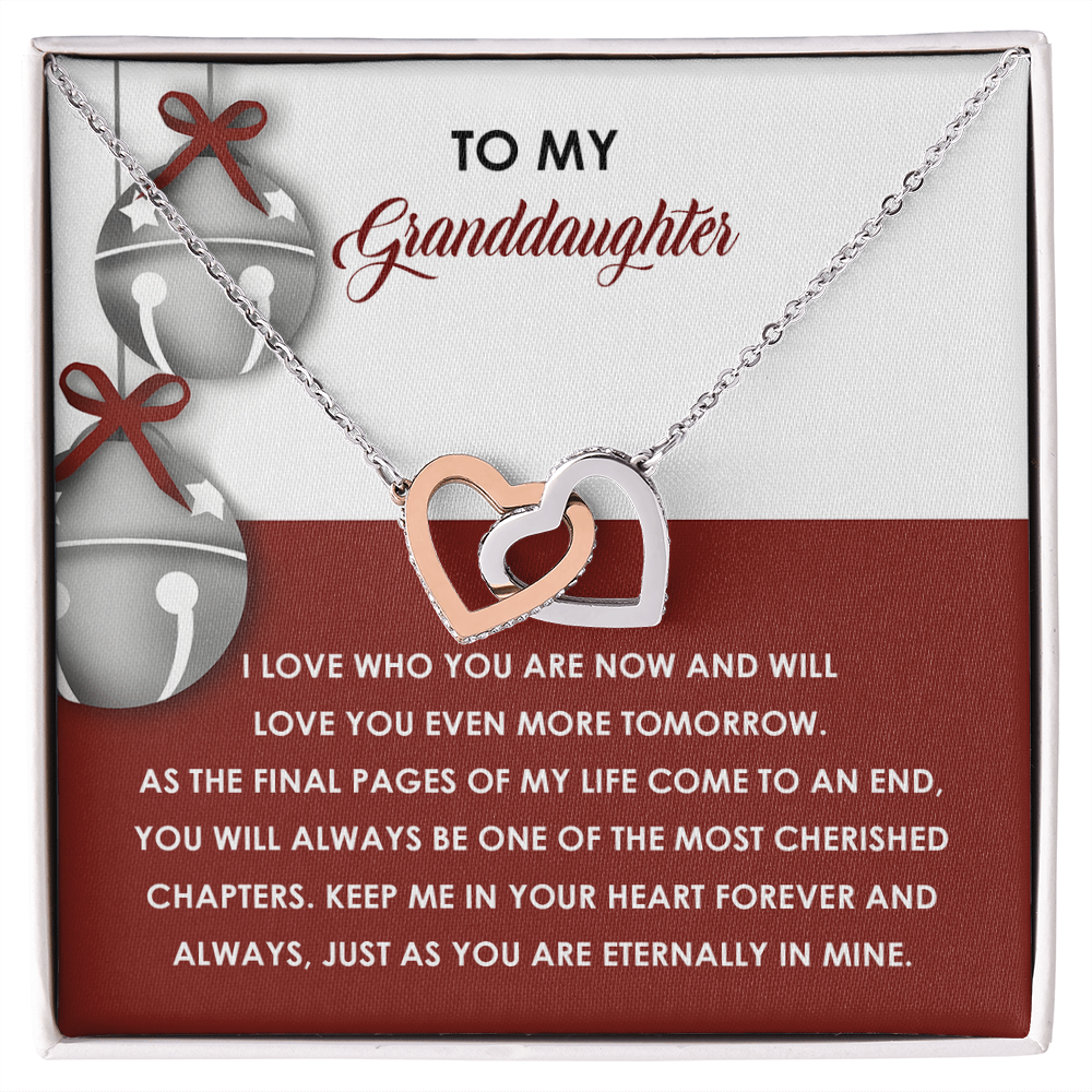 Granddaughter Christmas Interlocking Hearts Necklace – Emotional Holiday Gift from Grandma or Grandpa • Sentimental Message Card • Keepsake Jewelry