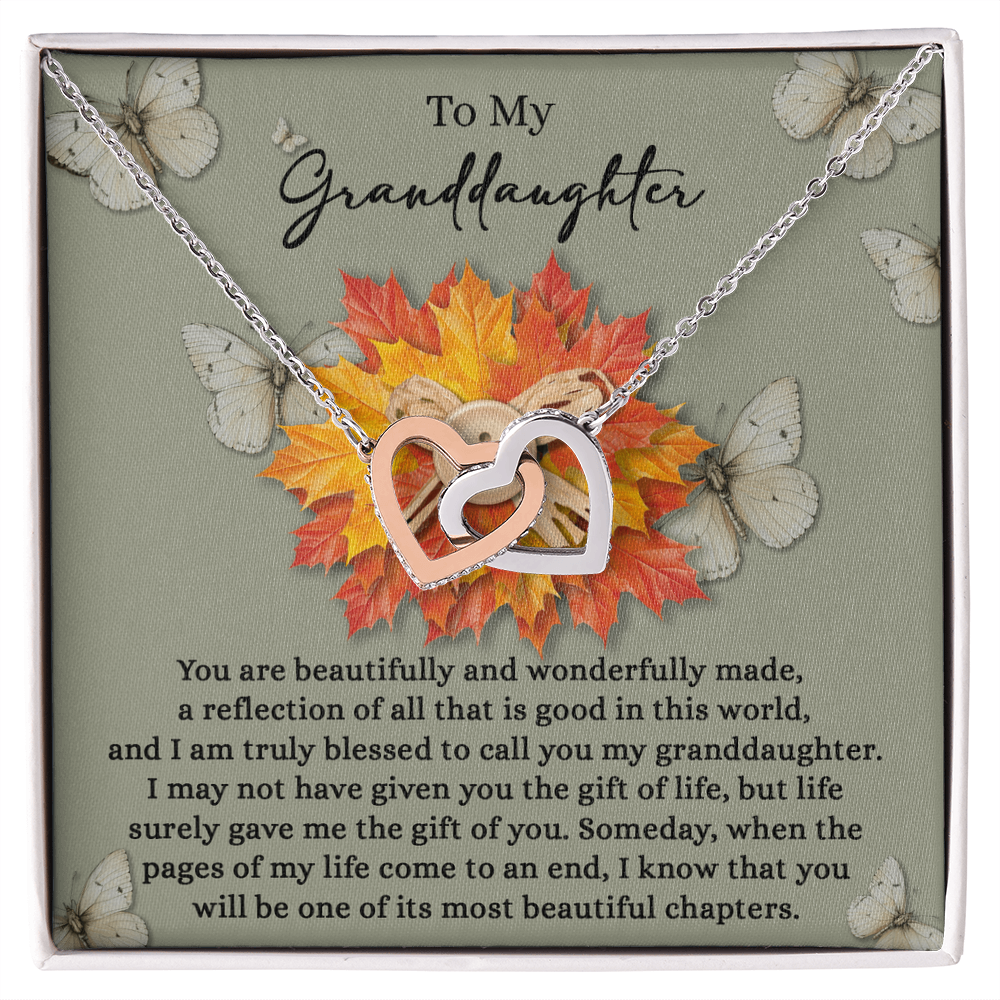 Granddaughter - Gift of You Interlocking Hearts Necklace with Heartfelt Message Card