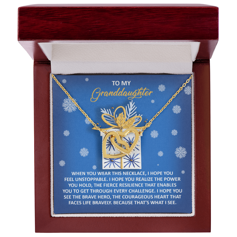 To My Granddaughter – “Unstoppable Heart” Interlocking Hearts Necklace Christmas Holiday Gift