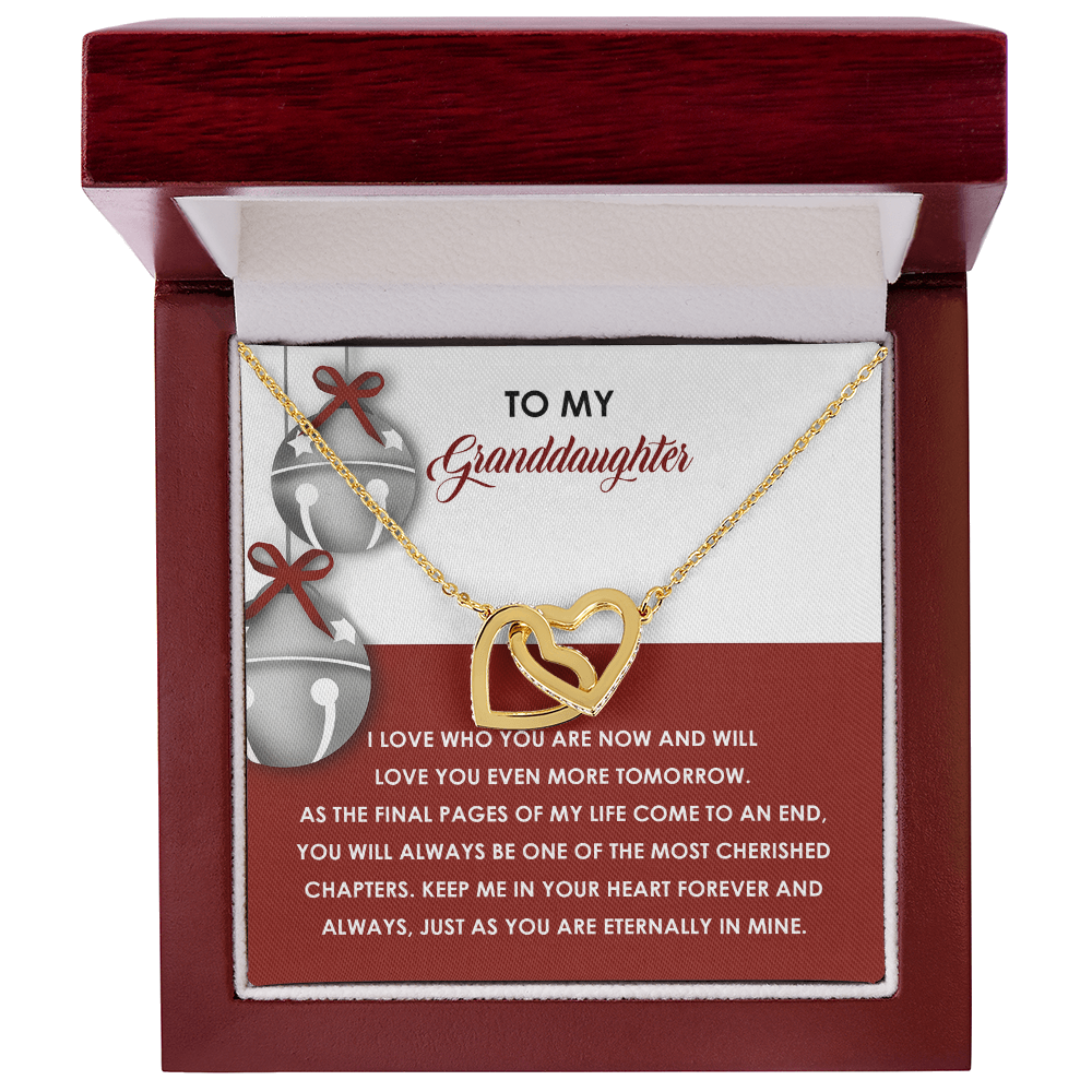 Granddaughter Christmas Interlocking Hearts Necklace – Emotional Holiday Gift from Grandma or Grandpa • Sentimental Message Card • Keepsake Jewelry