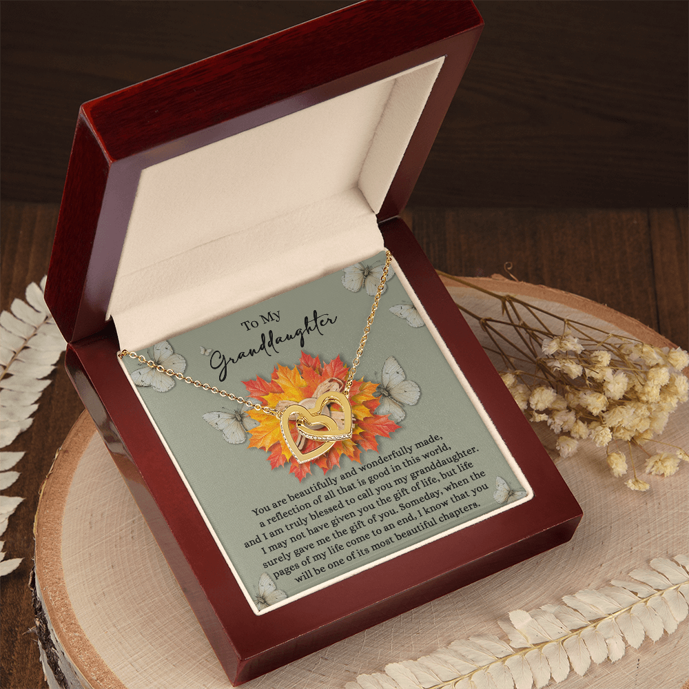 Granddaughter - Gift of You Interlocking Hearts Necklace with Heartfelt Message Card