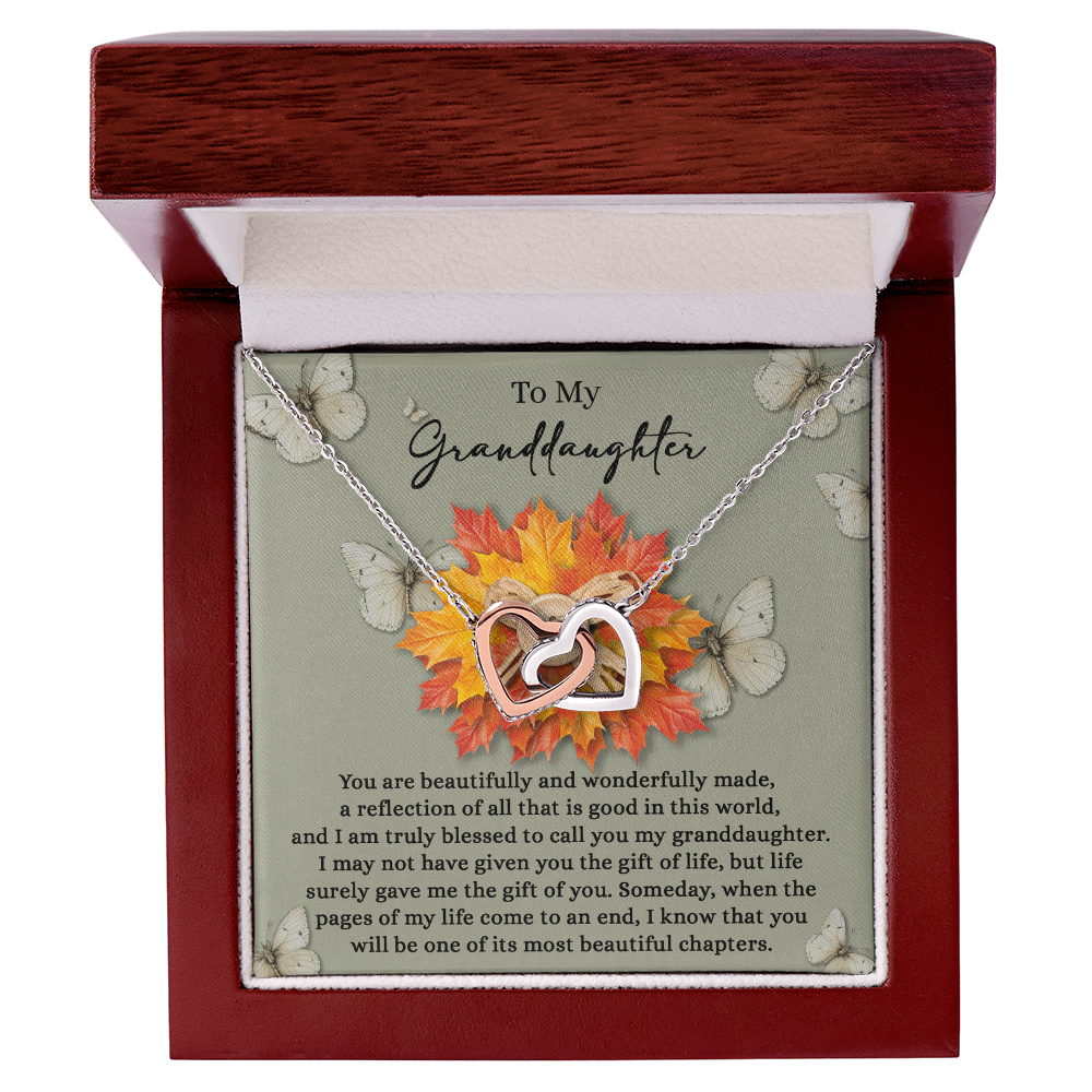 Granddaughter - Gift of You Interlocking Hearts Necklace with Heartfelt Message Card