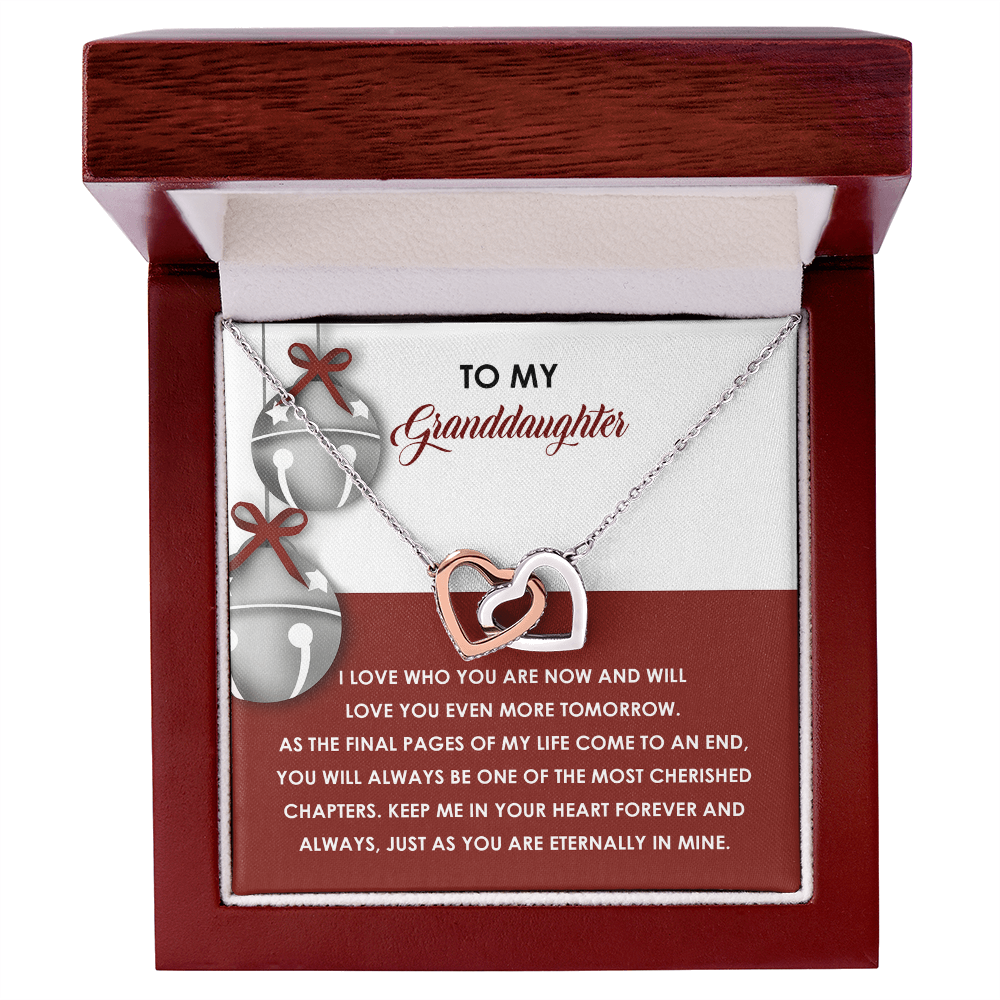 Granddaughter Christmas Interlocking Hearts Necklace – Emotional Holiday Gift from Grandma or Grandpa • Sentimental Message Card • Keepsake Jewelry