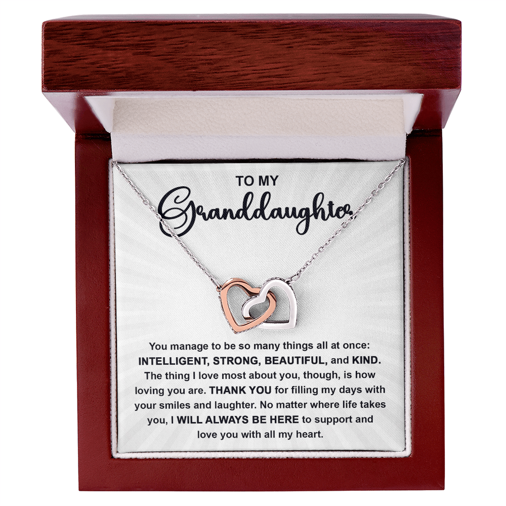 Granddaughter Interlocking Hearts Necklace – Sentimental Gift from Grandma or Grandpa • Inspirational Message Card • Birthday, Christmas & Everyday Keepsake