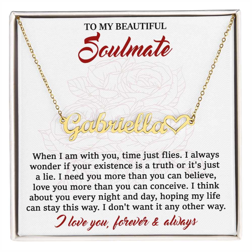 Soulmate Personalized Name Heart Necklace – Romantic Gift with Heartfelt Message