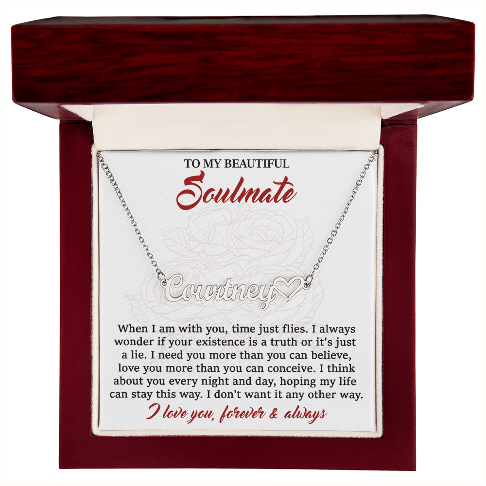Soulmate Personalized Name Heart Necklace – Romantic Gift with Heartfelt Message