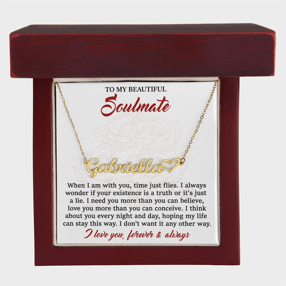 Soulmate Personalized Name Heart Necklace – Romantic Gift with Heartfelt Message