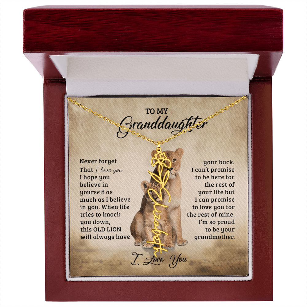 To My Granddaughter Personalized Birth Flower Name Necklace – Sentimental Gift from Grandmother • Inspirational Message Card • Meaningful Keepsake Jewelry