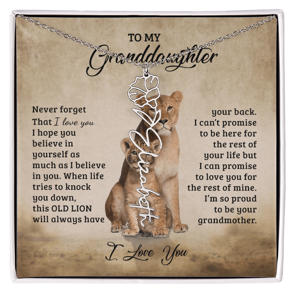 To My Granddaughter Personalized Birth Flower Name Necklace – Sentimental Gift from Grandmother • Inspirational Message Card • Meaningful Keepsake Jewelry