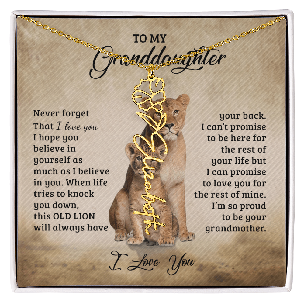 To My Granddaughter Personalized Birth Flower Name Necklace – Sentimental Gift from Grandmother • Inspirational Message Card • Meaningful Keepsake Jewelry