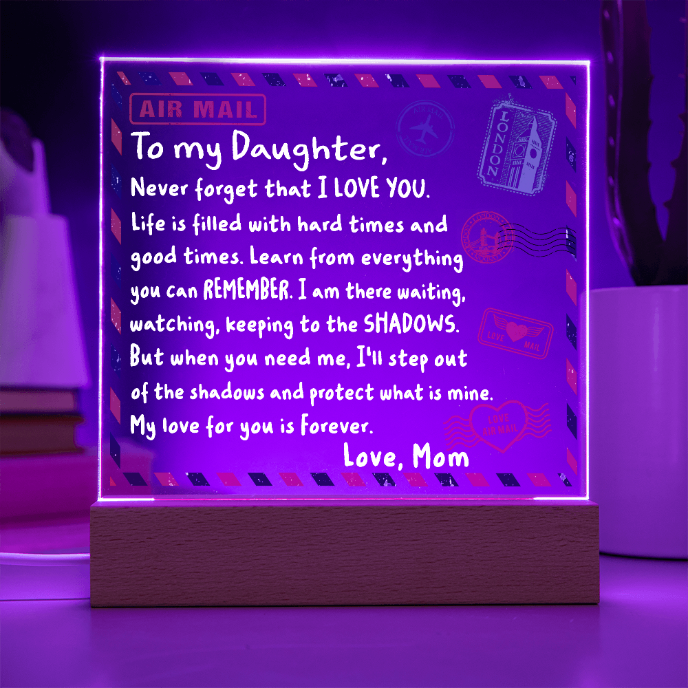 To My Daughter Air Mail Letter Acrylic Plaque from Mom – Heartfelt Encouragement Gift – Inspirational Love Message Keepsake