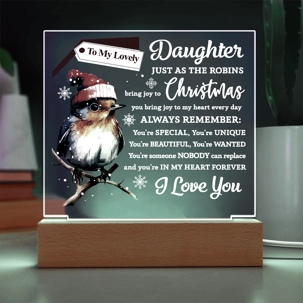 To My Lovely Daughter – Christmas Robin Acrylic Plaque