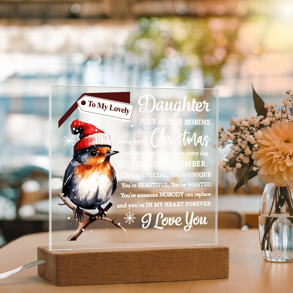 To My Lovely Daughter – Christmas Robin Acrylic Plaque