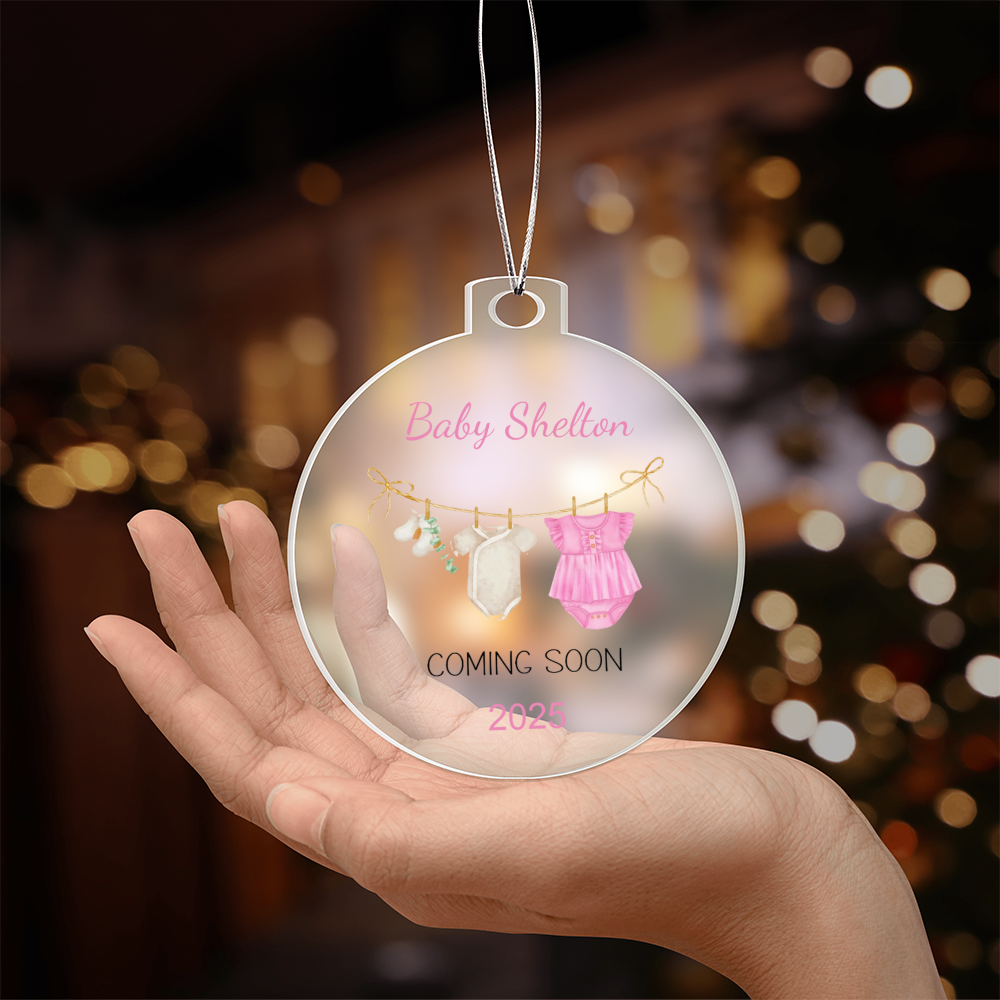 Personalized Baby Coming Soon Christmas Ornament 2025 – Custom Pregnancy Announcement Keepsake Ornament for New Parents, Grandparents & Family