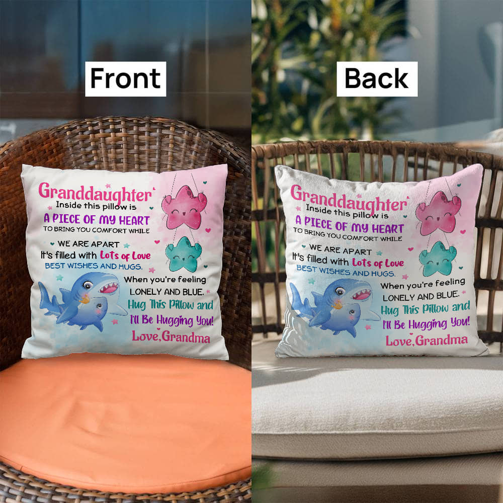 Granddaughter Pillow Gift from Grandma – “A Piece of My Heart” Comfort Pillow • Cute Hug Pillow for Girls • Sentimental Keepsake Cushion