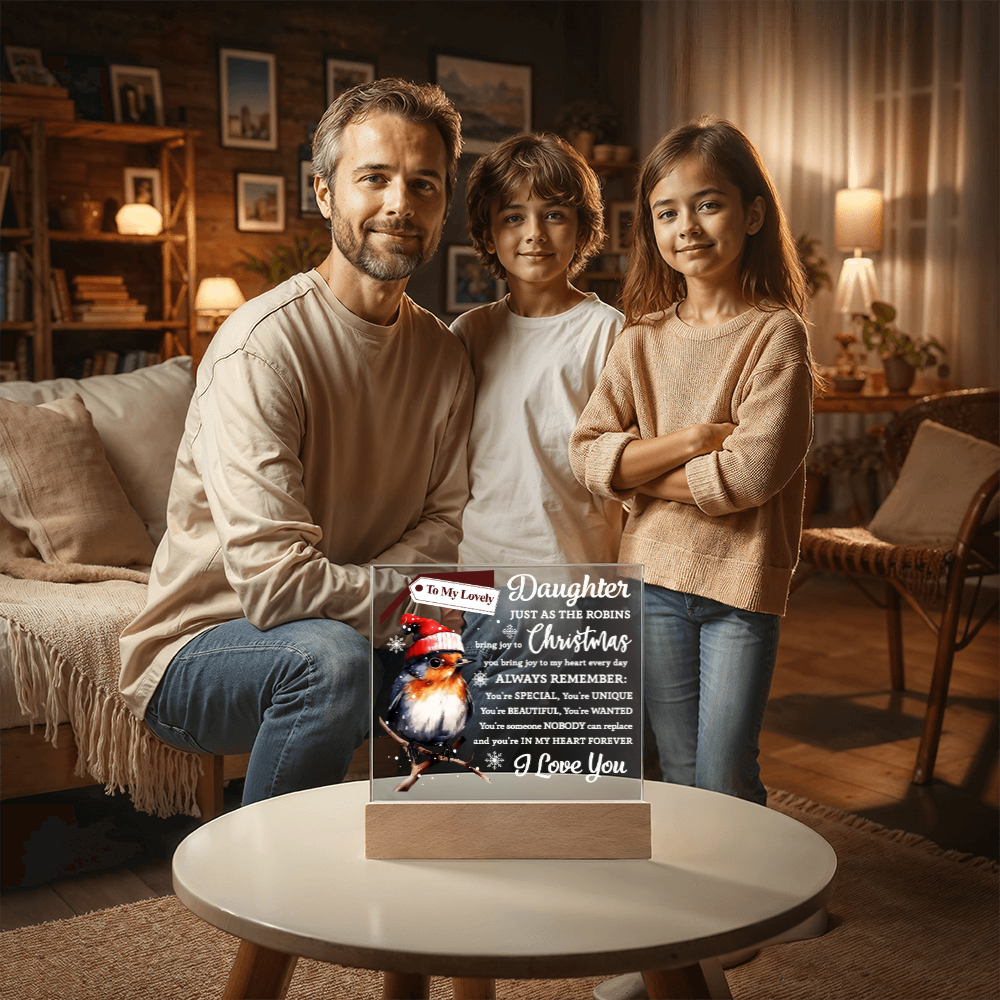 To My Lovely Daughter – Christmas Robin Acrylic Plaque