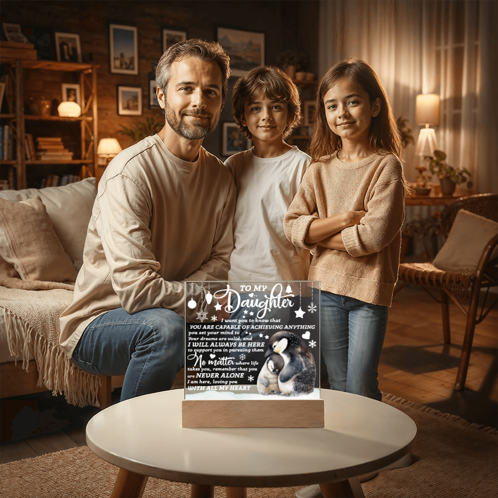 To My Daughter Penguin Acrylic Plaque – Inspirational Gift for Daughter, Empowering Message from Parent