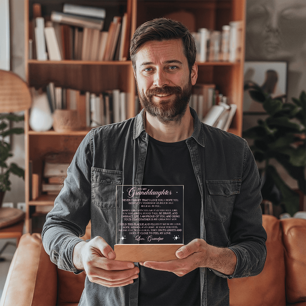 To My Granddaughter Lighted Acrylic Plaque – Heartfelt Message from Grandpa • LED Night Light Keepsake • Inspirational Gift for Birthday, Graduation & Christmas