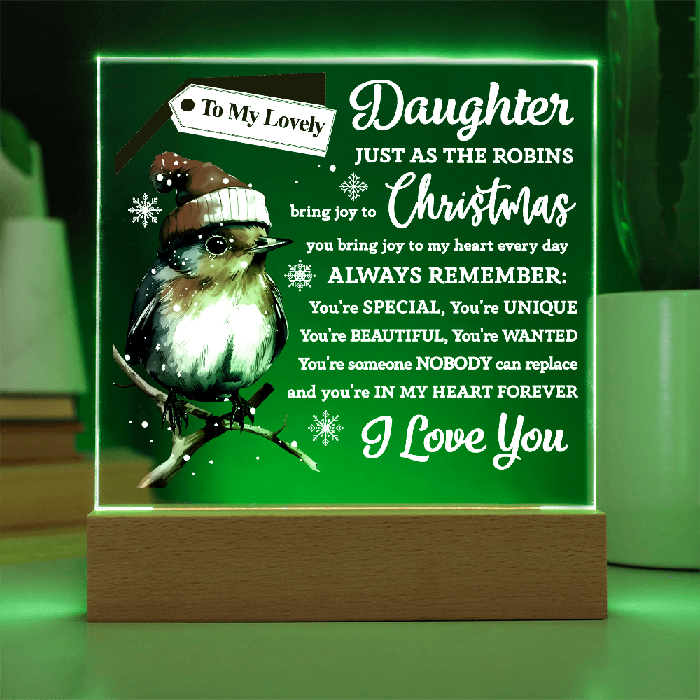 To My Lovely Daughter – Christmas Robin Acrylic Plaque